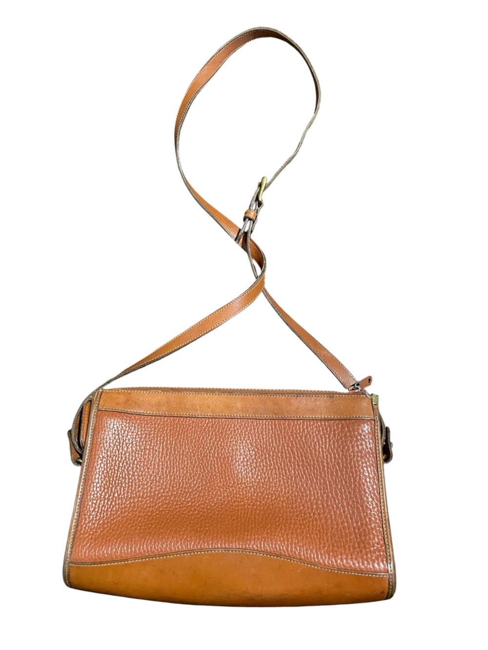 VINTAGE Dooney & Bourke Two-Tone Tan Pebbled Leather Crossbody - Picture 2 of 3